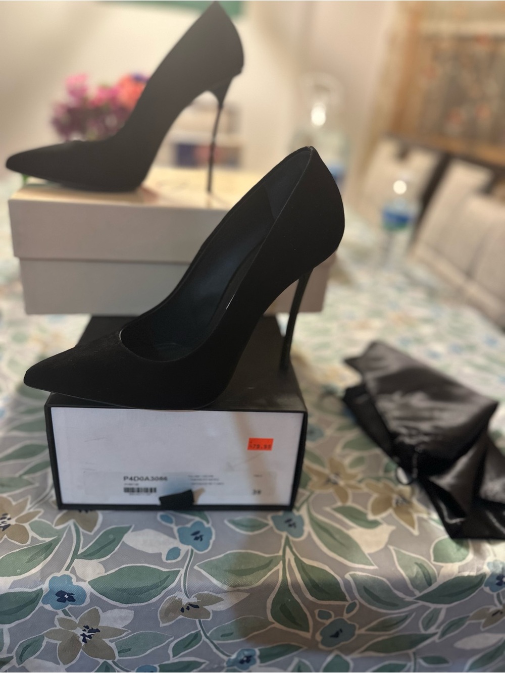 Gianmarco Lorenzi Black Pointed Toe Suede Stiletto Pumps